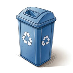 blue trash can