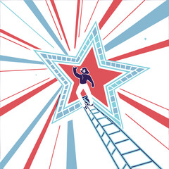 Climbing Ladder to Star of Success Illustration