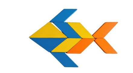 Abstract colourful fish like  shape isolated on PNG white transparent bac