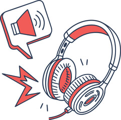 Audio Alert Icon with Headphones and Sound Effect