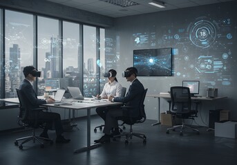 Business People Using Vr Headsets in Modern Office Meeting Room