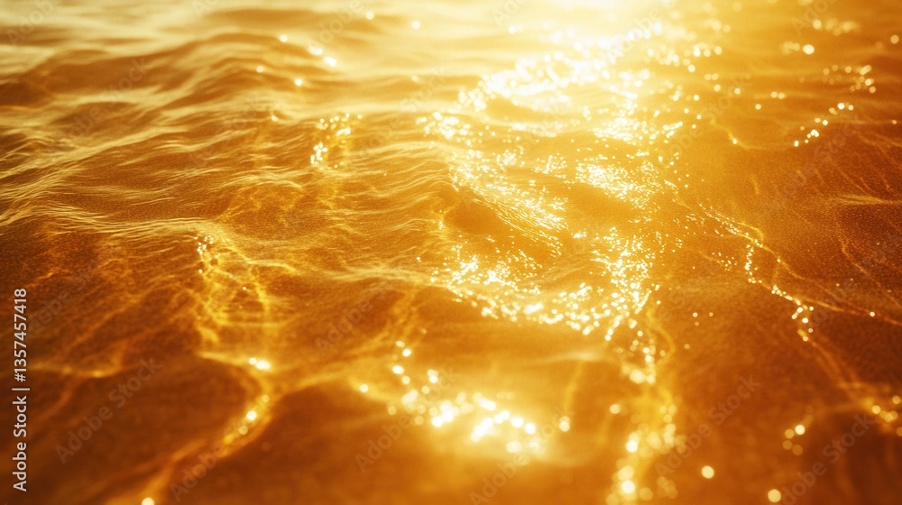 Poster golden sunlight reflecting on the rippling water surface creating a mesmerizing and warm abstract pa