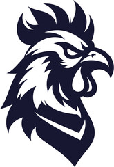Fierce Chicken Mascot Silhouette Icon vector , Aggressive Rooster Logo vector 
