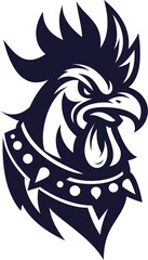 Fierce Chicken Mascot Silhouette Icon vector , Aggressive Rooster Logo vector 
