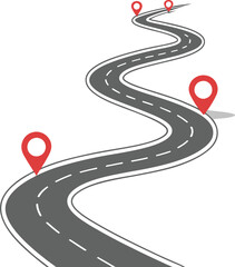 Travel Road Map with Waypoints Graphic