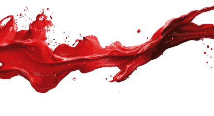 Red splatter of paint isolated on transparent background cutout PNG