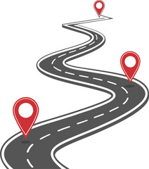 Roadmap with Location Pins Vector Illustration