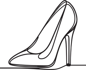 Trendy high heel continuous line art drawing black vector
