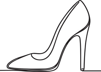 Trendy high heel continuous line art drawing black vector