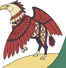 Cultural Eagle Bird Vector with Traditional Motifs