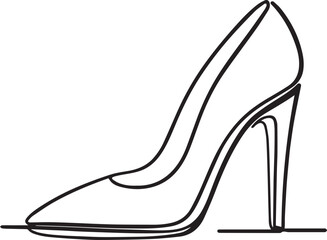 Trendy high heel continuous line art drawing black vector