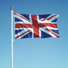 Union Jack waving proudly against a clear blue sky symbolizing british identity national pride and cultural heritage