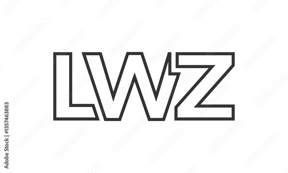 Poster lwz logo design template with strong and modern bold text. initial based vector logotype featuring s