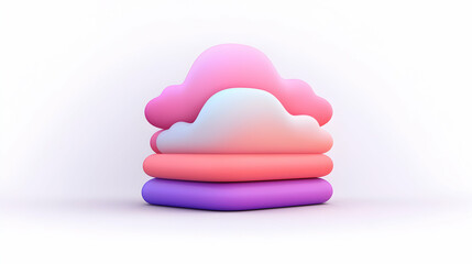 Pastel Pink Purple and White Layered Clouds 3D Render
