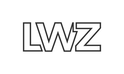 LWZ logo design template with strong and modern bold text. Initial based vector logotype featuring simple and minimal typography. Trendy company identity.