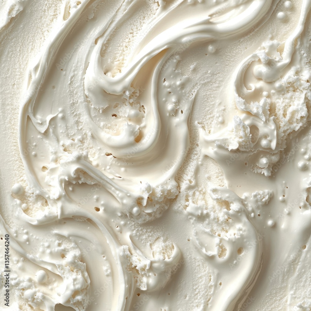 Poster captivating close up of creamy vanilla ice cream texture showcasing delicious swirls and smooth cons