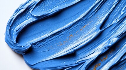 Fluid, vibrant, periwinkle blue paint strokes with gold flecks