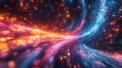 Obraz premium Cosmic Stream: A vibrant journey through glowing stars and nebulous trails