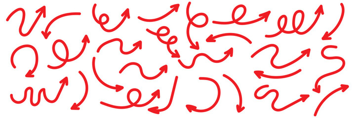 Hand drawn arrow vector icons set. sketch arrow design for business plan and education.