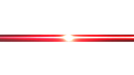 red straaight line with glowing in centre isolated on white 