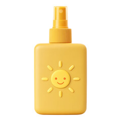 cheerful 3D summer sunscreen bottle with smiling sun design perfect for beach days and outdoor fun