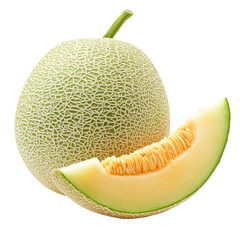 fresh honeydew water melon and slice isolated on transparent 