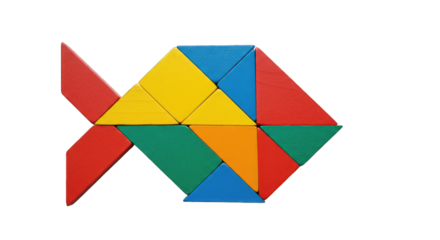 Abstract colorful fish like shape isolated on PNG white transparent background.