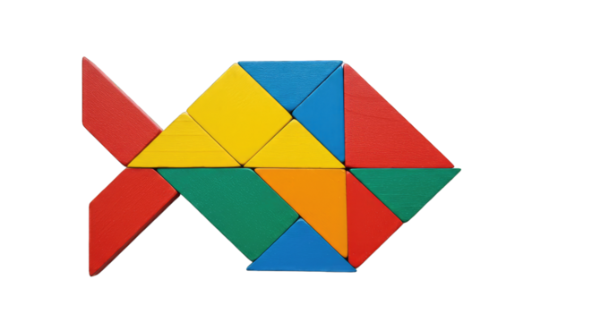 Abstract colorful fish like   shape isolated on PNG white transparent background.