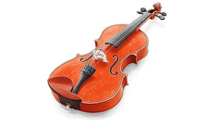 Fototapeta premium Vibrant Orange Violin on White Background.