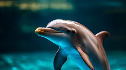 Fototapeta premium Majestic Dolphin in Underwater Paradise.