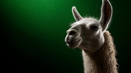 Fototapeta premium Majestic Llama Portrait Andean Charm on Green.