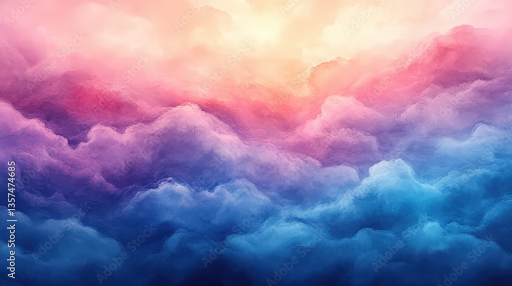 Poster gradient abstract ethereal clouds design with vibrant hues and soft textures