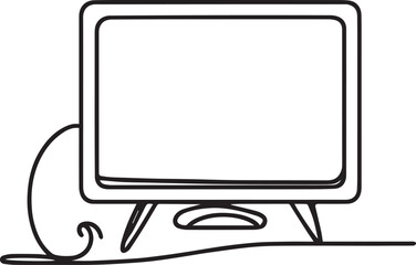 TV continuous-line art drawing black vector