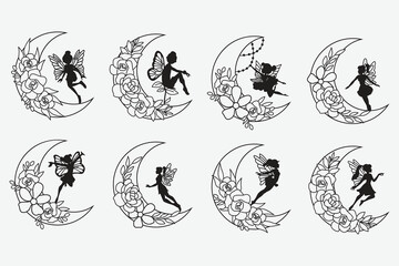 Moon Fairy Silhouette SVG Collections
