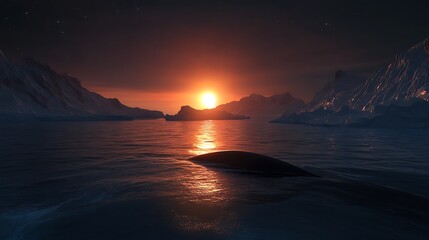 Tranquil Blue Whale in Deep Ocean Waters Marine Life Nature Underwater Photography Captivating View