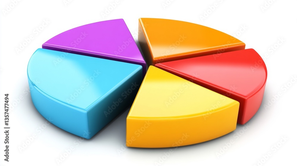 Aufkleber a simple d pie chart with four evenly distributed segments in pastel colors, set on a white backgrou