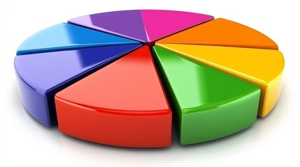 Obraz premium A realistic D pie chart with each segment slightly lifted to create depth, polished for a professional presentation.
