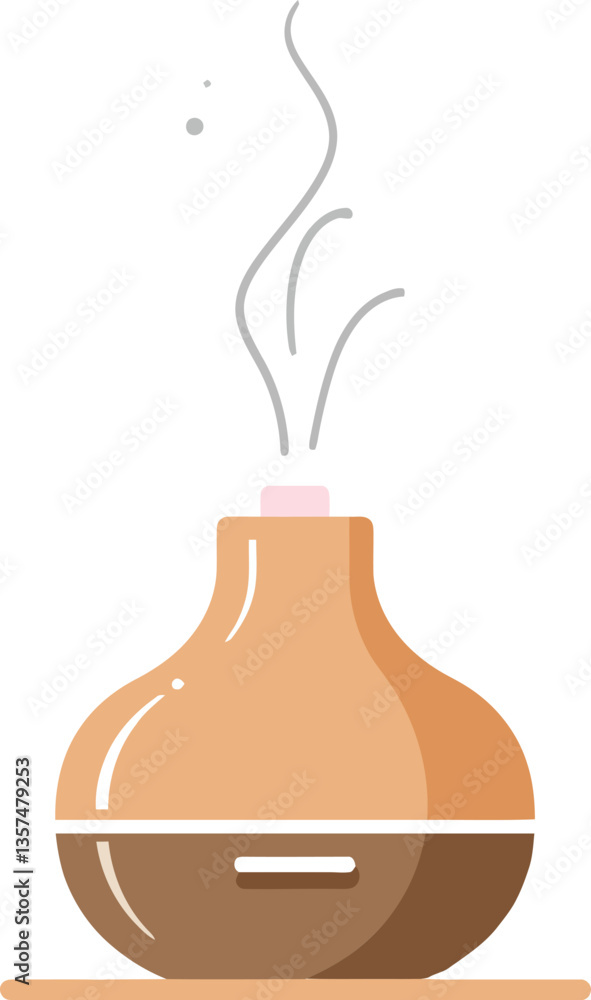 Poster aromatic diffuser releasing gentle wisps of steam in a cozy, minimal setting, creating a tranquil at