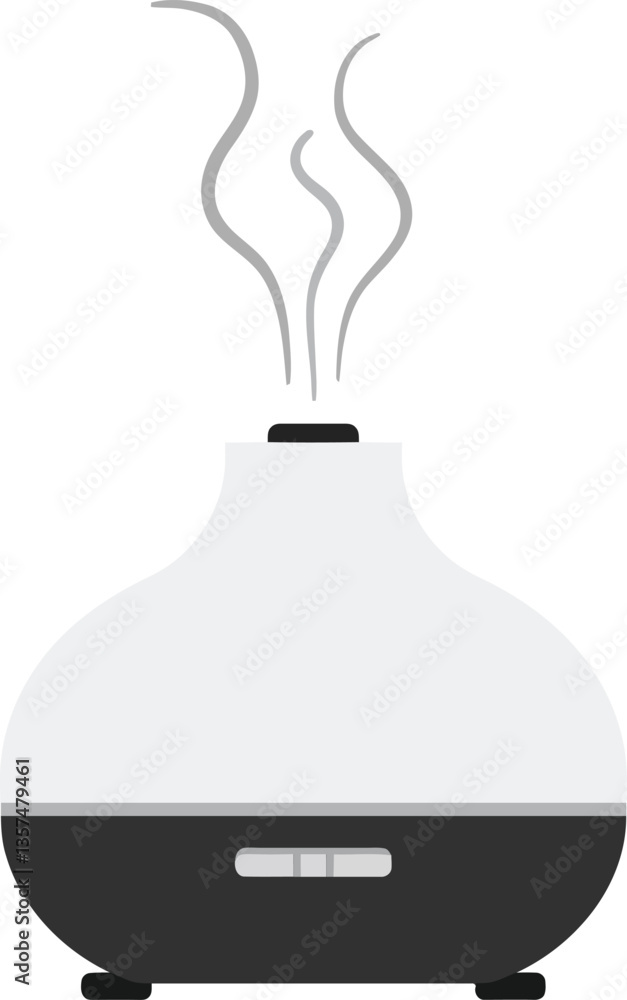 Poster aromatherapy diffuser emitting calming steam in a minimalistic design with soothing colors for relax