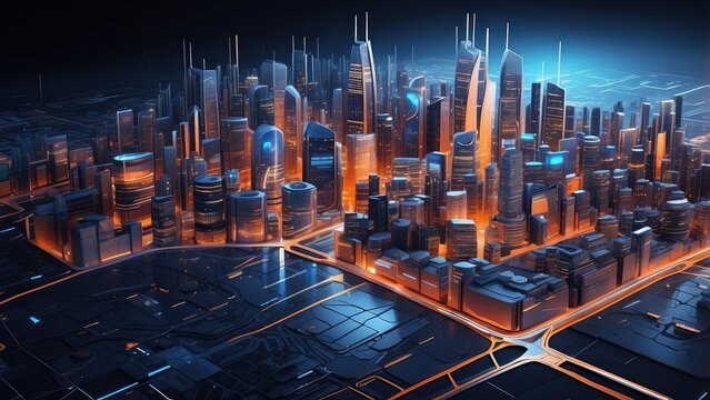 A digital illustration depicting a smart banking ecosystem.