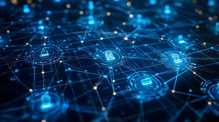 "Glowing Red and Blue Network of Nodes and Lines - Futuristic Digital Connectivity Visualization for AI, Cyber Systems, and Data Interconnected Networks"