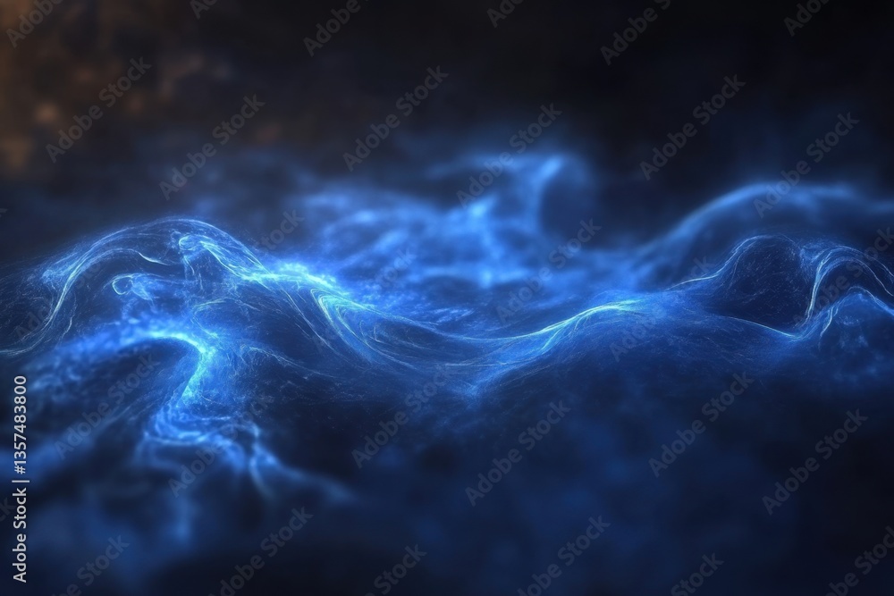 Poster ethereal blue energy wave abstract background with gentle curves and soft light creating a peaceful 