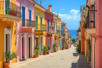 A charming street in Bernalda, Italy, historic and picturesque, Mediterranean vibe
