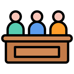 Colorful Flat Outlined Jury Panel Icon