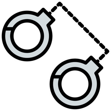 silver handcuffs with black outline clip art preview