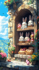 Fototapeta premium A Cozy Kitchen Scene Filled With Freshly Baked Easter Treats For A Warm Smartphone Wallpaper