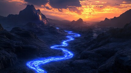 Generic Peak Rivers Perspective Through Lava Black