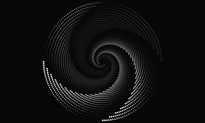 Fototapeta premium Half tone circle, Clean dot swirl pattern, Circle design elements, Spiral, Swirl shape made of circular pattern of dots
