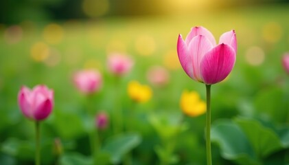 Obraz premium Close-up of vibrant lotus corniculatus flowers blooming in a lush meadow, vibrant, beauty