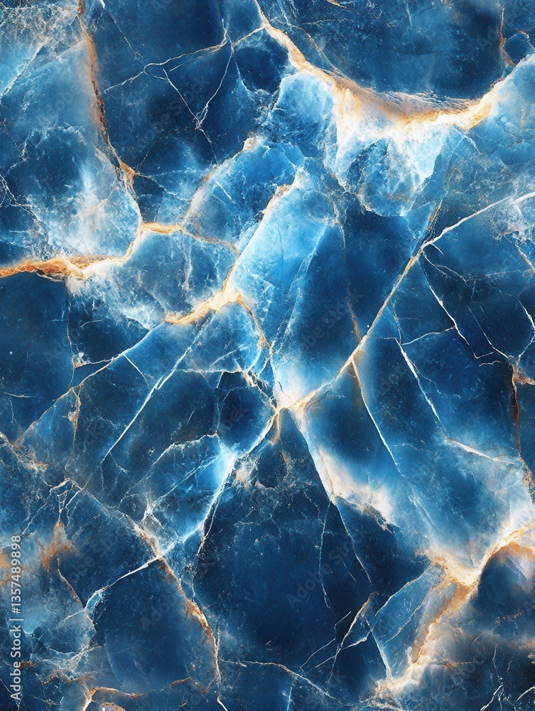 Poster captivating blue marble texture with intricate golden veins creating a luxurious and elegant abstrac